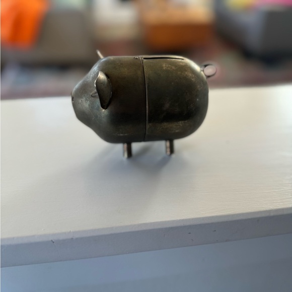 Vintage Napier Silver Plated Brass Piggy Bank MCM - Picture 6 of 6